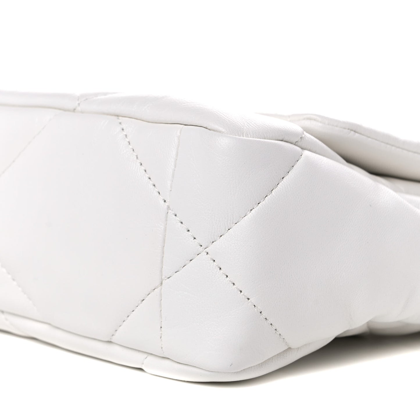 Shiny Crumpled Calfskin Quilted Medium Chanel 19 Flap White