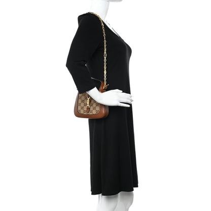 Gucci New Canvas Charisma Calfskin Crystal GG Monogram Mini Jackie 1961 Hobo Camel Ebony 3 of 10