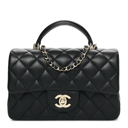 Chanel Lambskin Quilted Mini Top Handle Rectangular Flap Black 1 of 13
