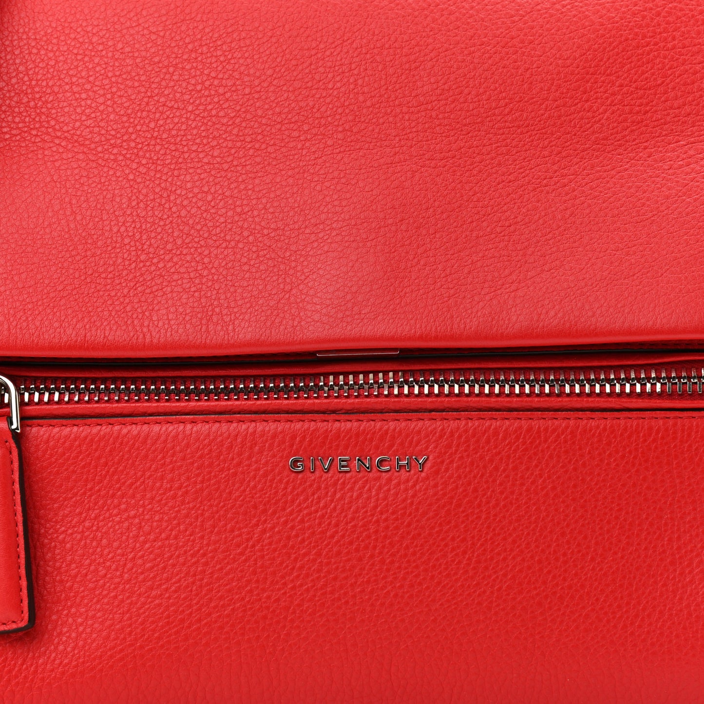 Waxy Grained Calfskin Mini Pandora Pure Flap Bag Medium Red
