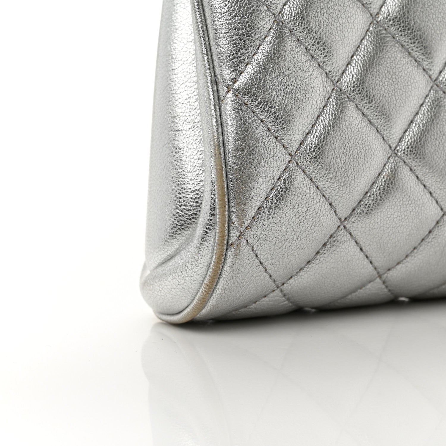 Chanel Metallic Calfskin Quilted Fold Up Again Clutch Silver 10 of 10