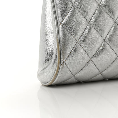 Chanel Metallic Calfskin Quilted Fold Up Again Clutch Silver 10 of 10
