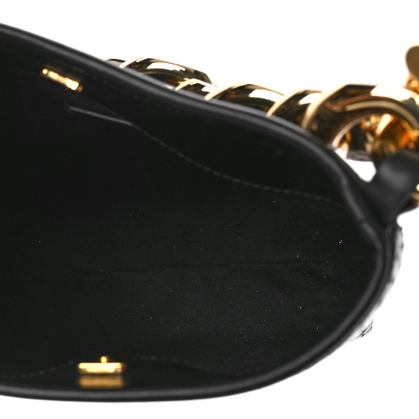 Calfskin Crocodile Embossed Mini Maxi Chain Bucket Bag Black