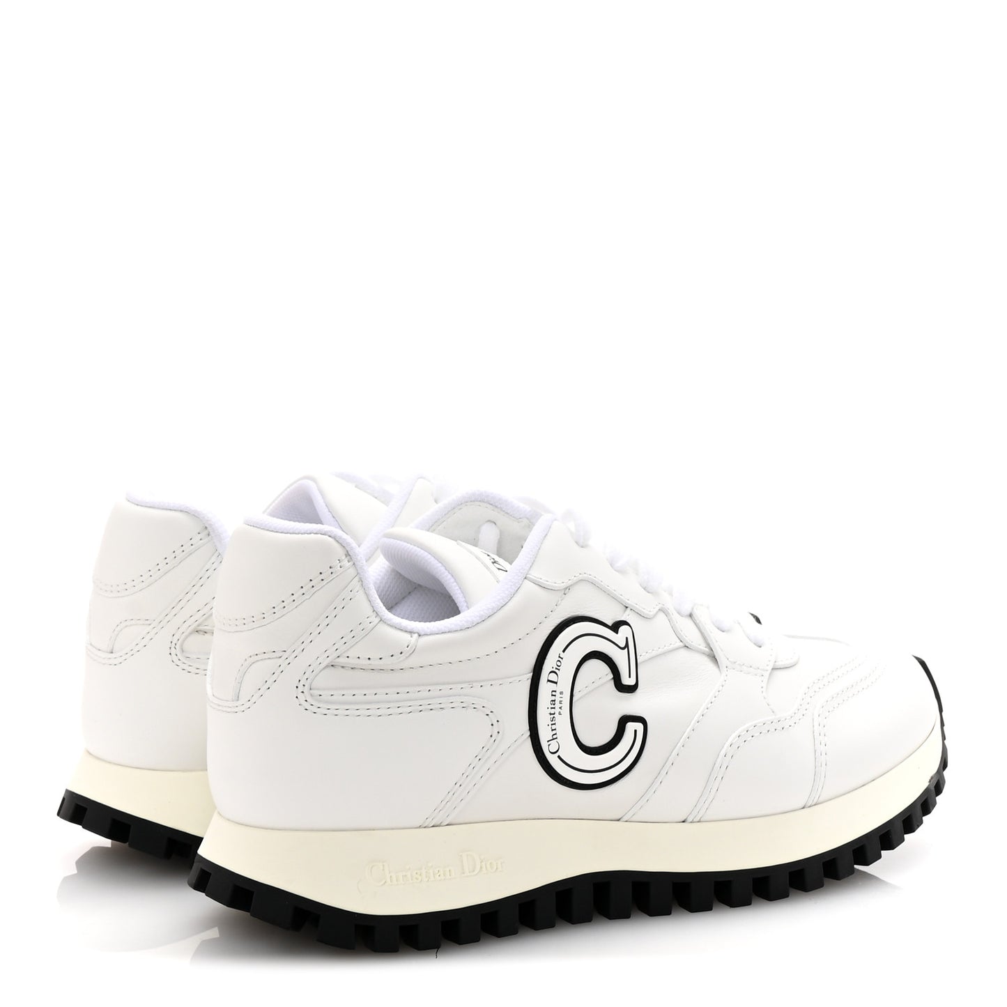 Calfskin C'est Dior Sneakers 37.5 White Black