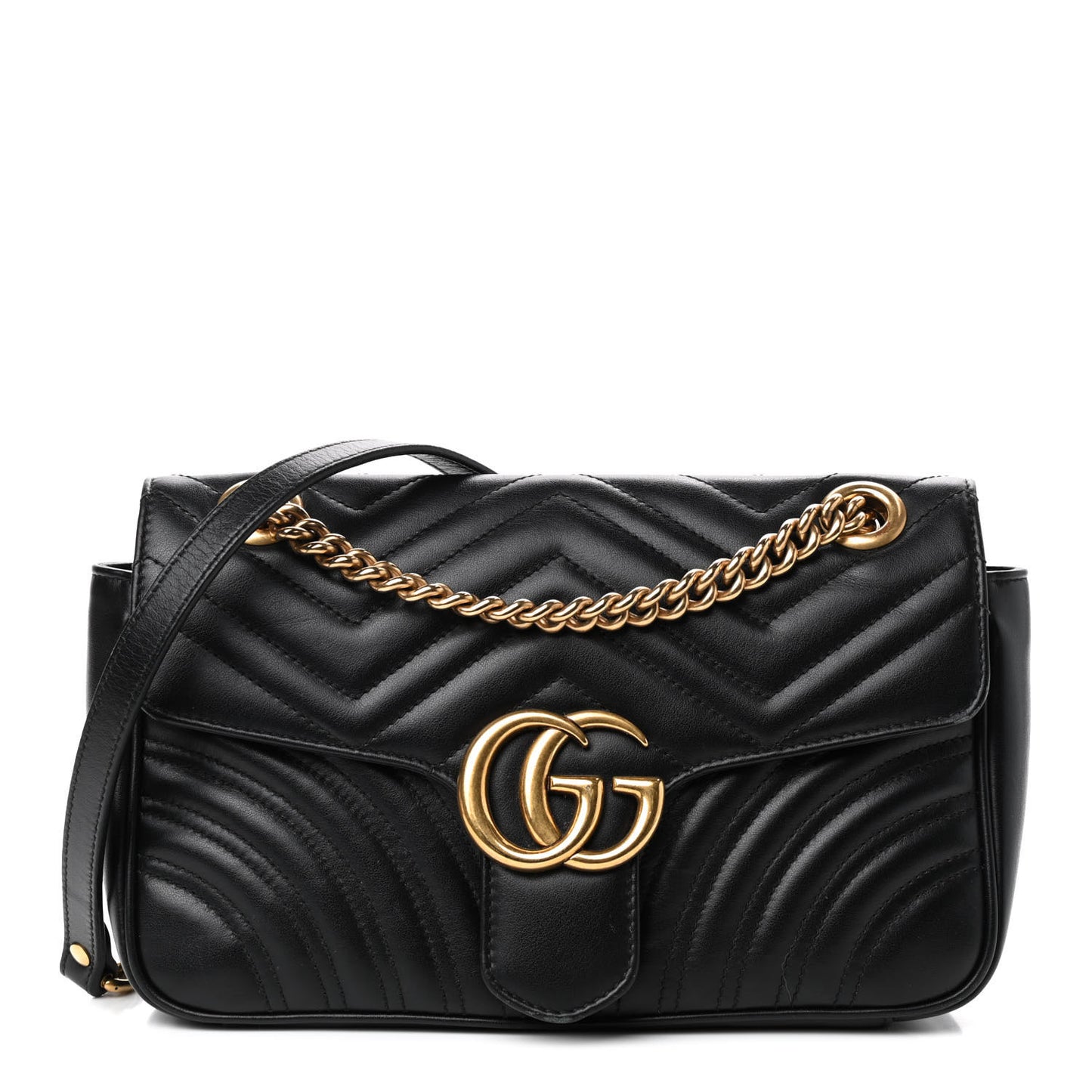 Calfskin Matelasse Small GG Marmont Shoulder Bag Black