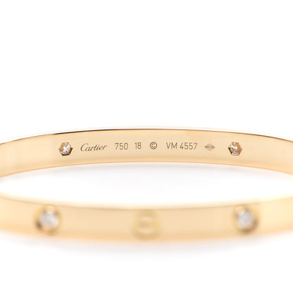 Cartier 18K Yellow Gold 4 Diamond LOVE Bracelet 18 5 of 7