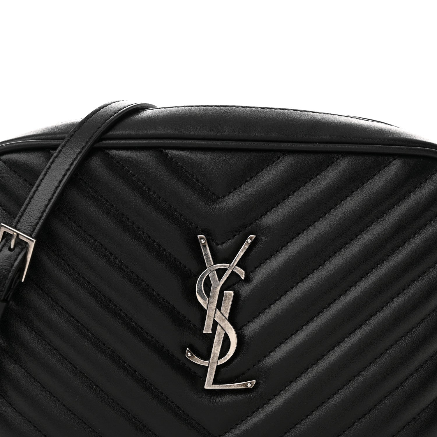 Saint Laurent Calfskin Matelasse Monogram Lou Camera Bag Black 8 of 16