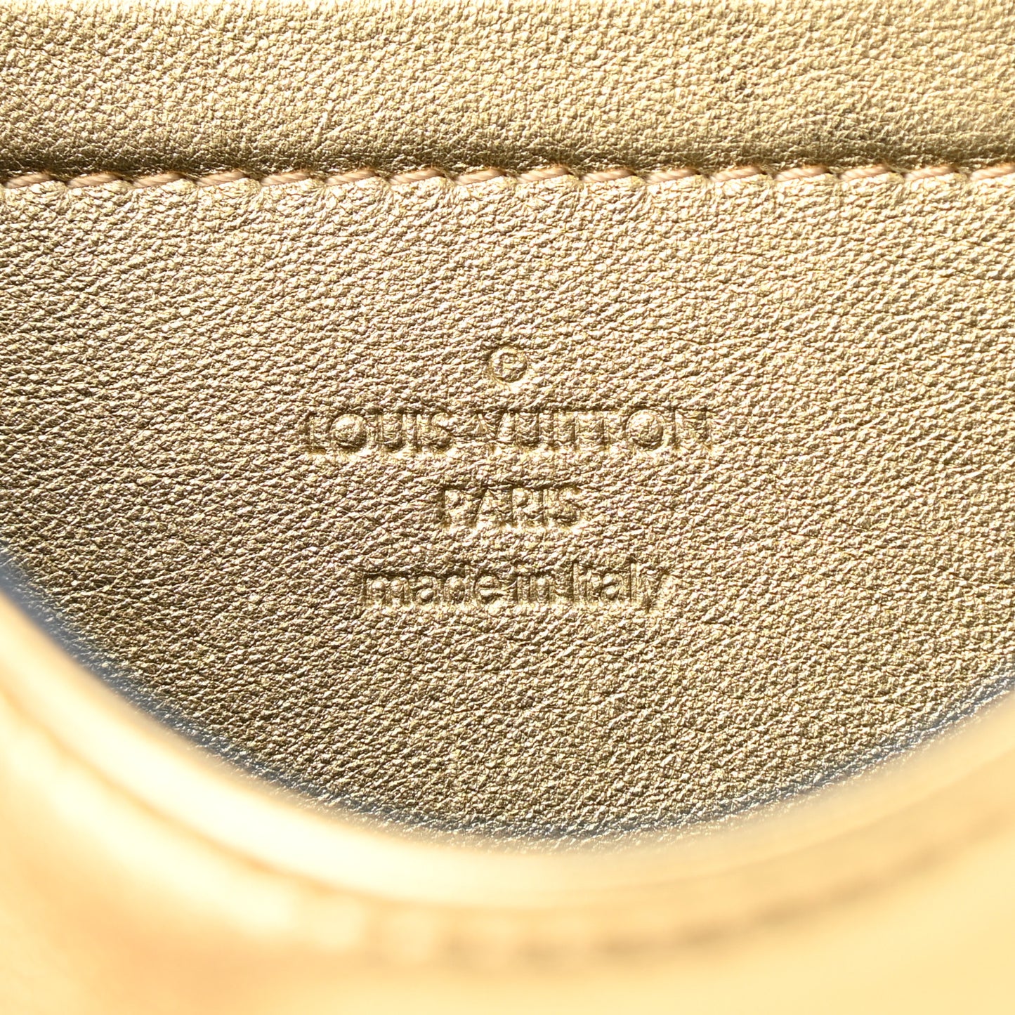 Metallic Lambskin Embossed Monogram Pochette Coussin Gold