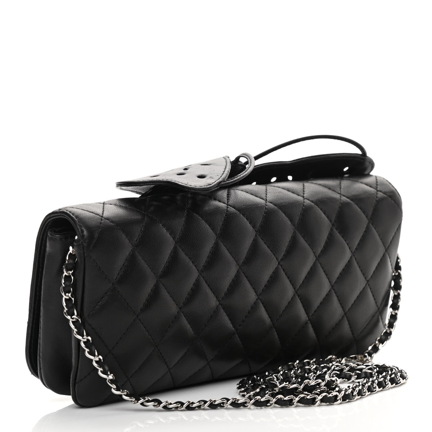 Chanel Lambskin Quilted Butterfly Clutch With Chain Black 3 of 14