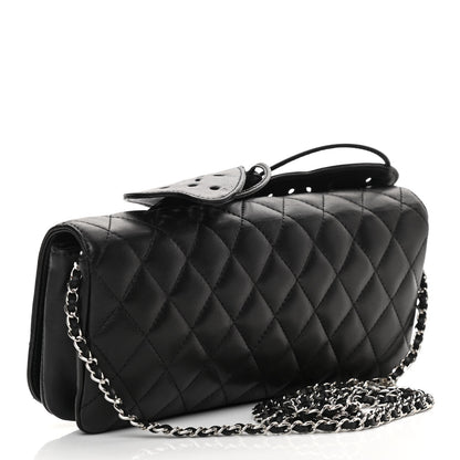 Chanel Lambskin Quilted Butterfly Clutch With Chain Black 3 of 14