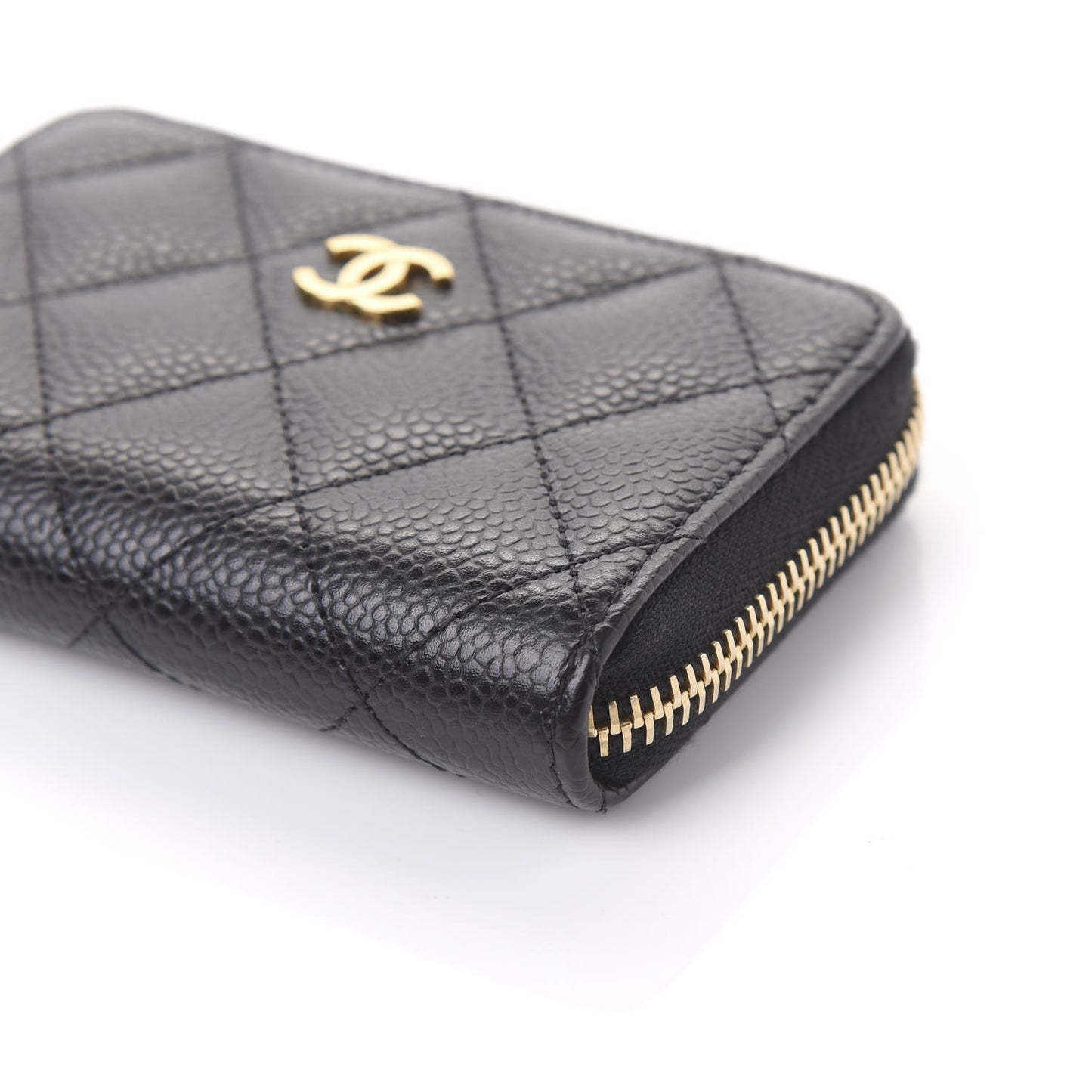 Caviar Quilted Zip Coin Purse Black