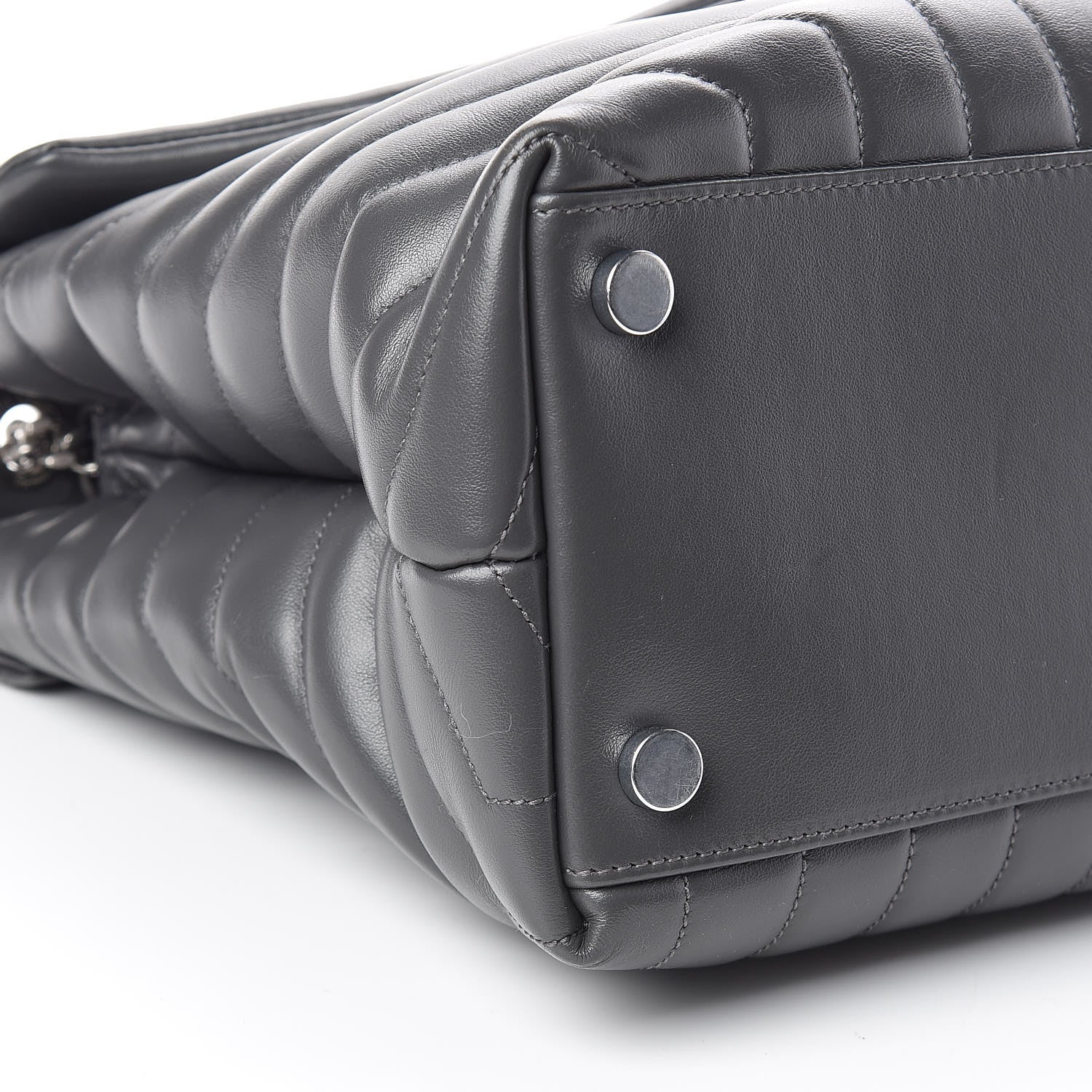 Saint Laurent Calfskin Y Quilted Monogram Large Loulou Chain Satchel Earth 10 of 12