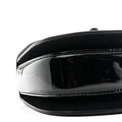 Gucci Patent Crystal Mini Bamboo 1947 Top Handle Chain Bag Black 9 of 10