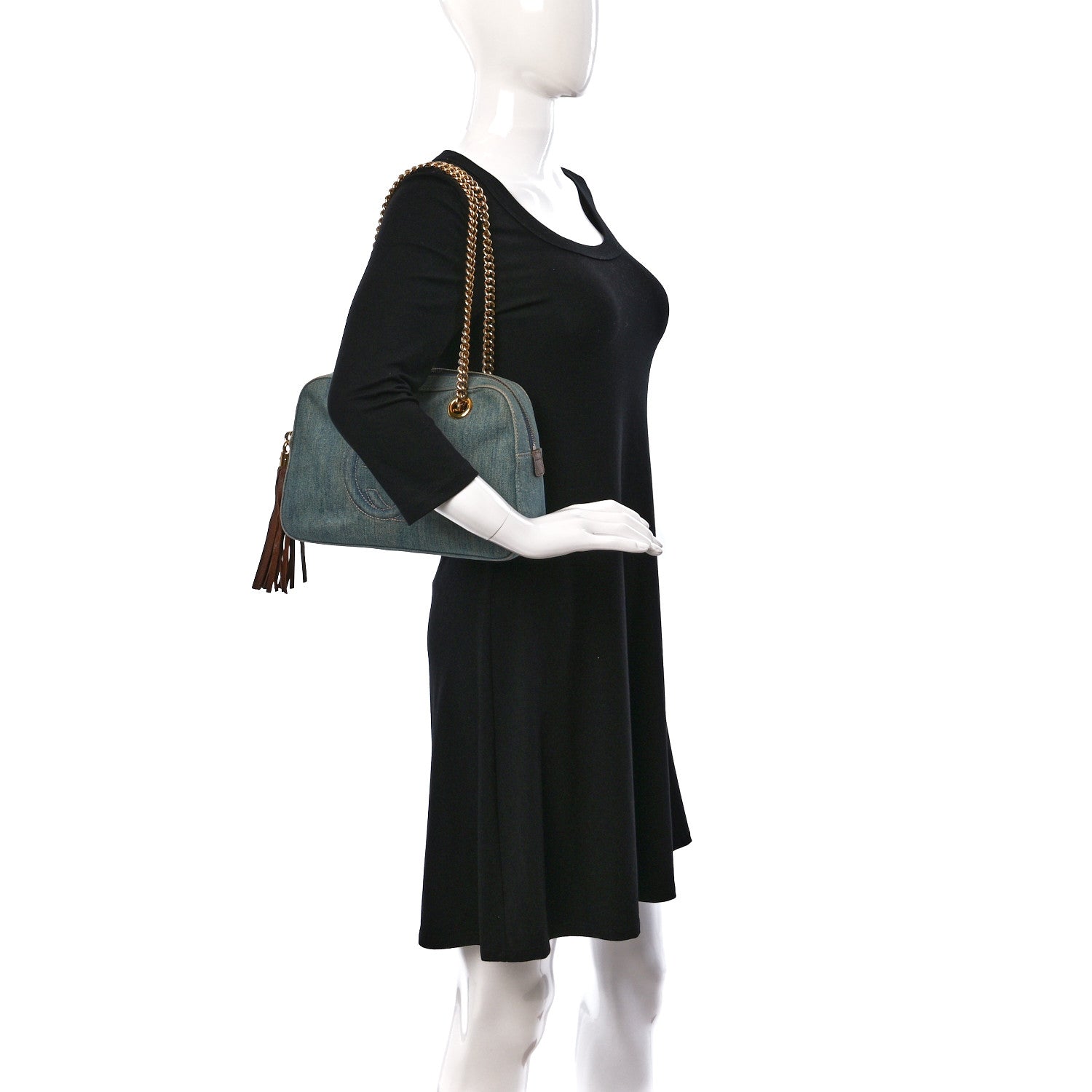 Gucci Denim Small Soho Bowler Blue 2 of 9