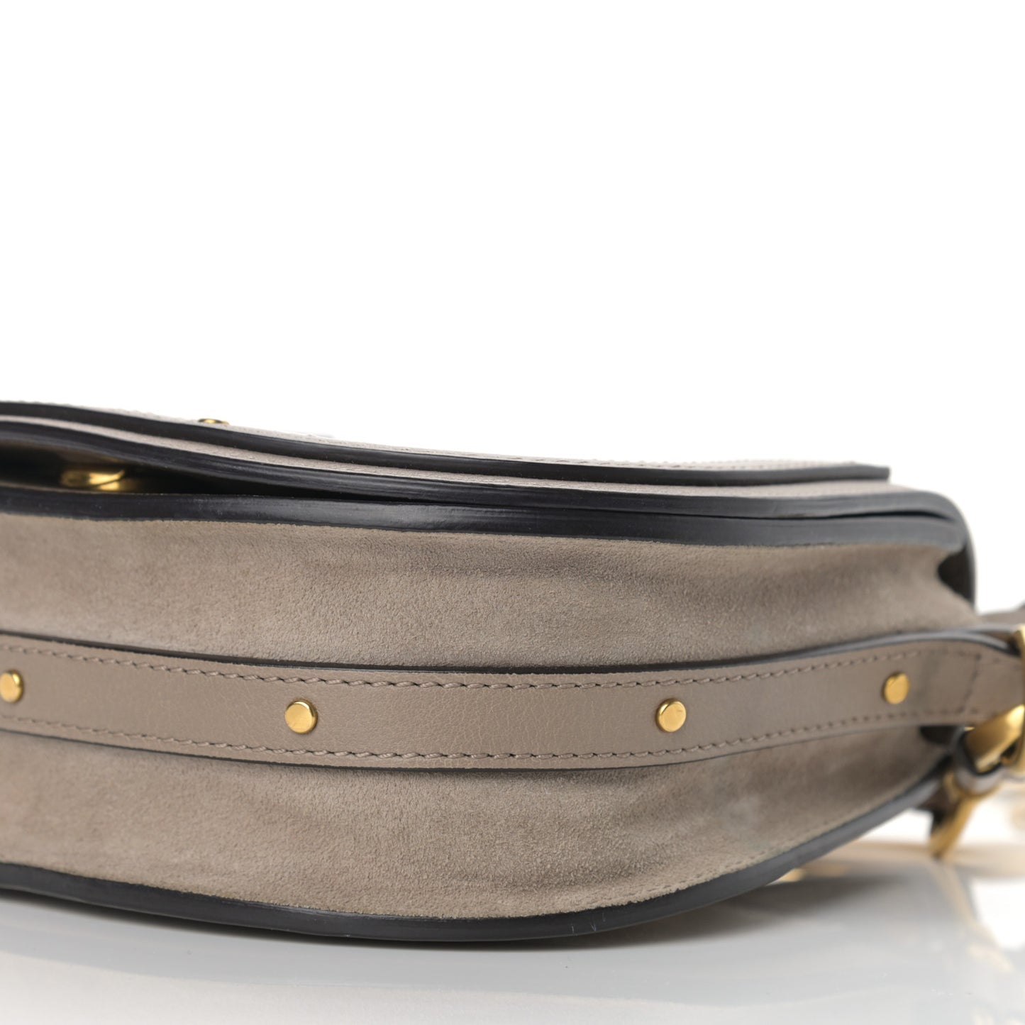 Calfskin Suede Small Nile Bracelet Bag Motty Grey