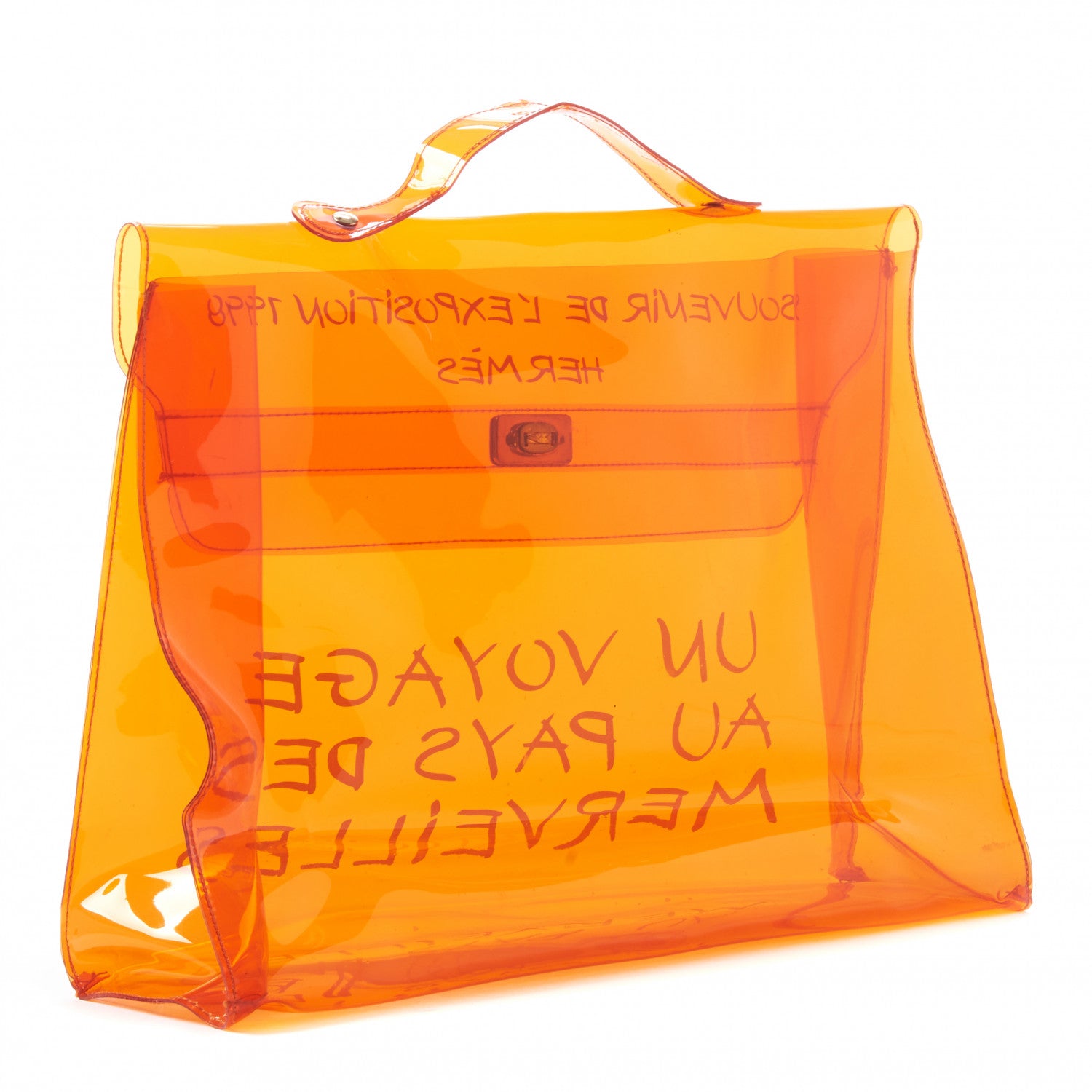 Hermes Vinyl Souvenir De L'Exposition Kelly Orange 3 of 8