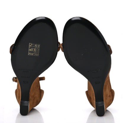 Saint Laurent Suede Lila Wedge Sandals 35.5 Brown 5 of 7