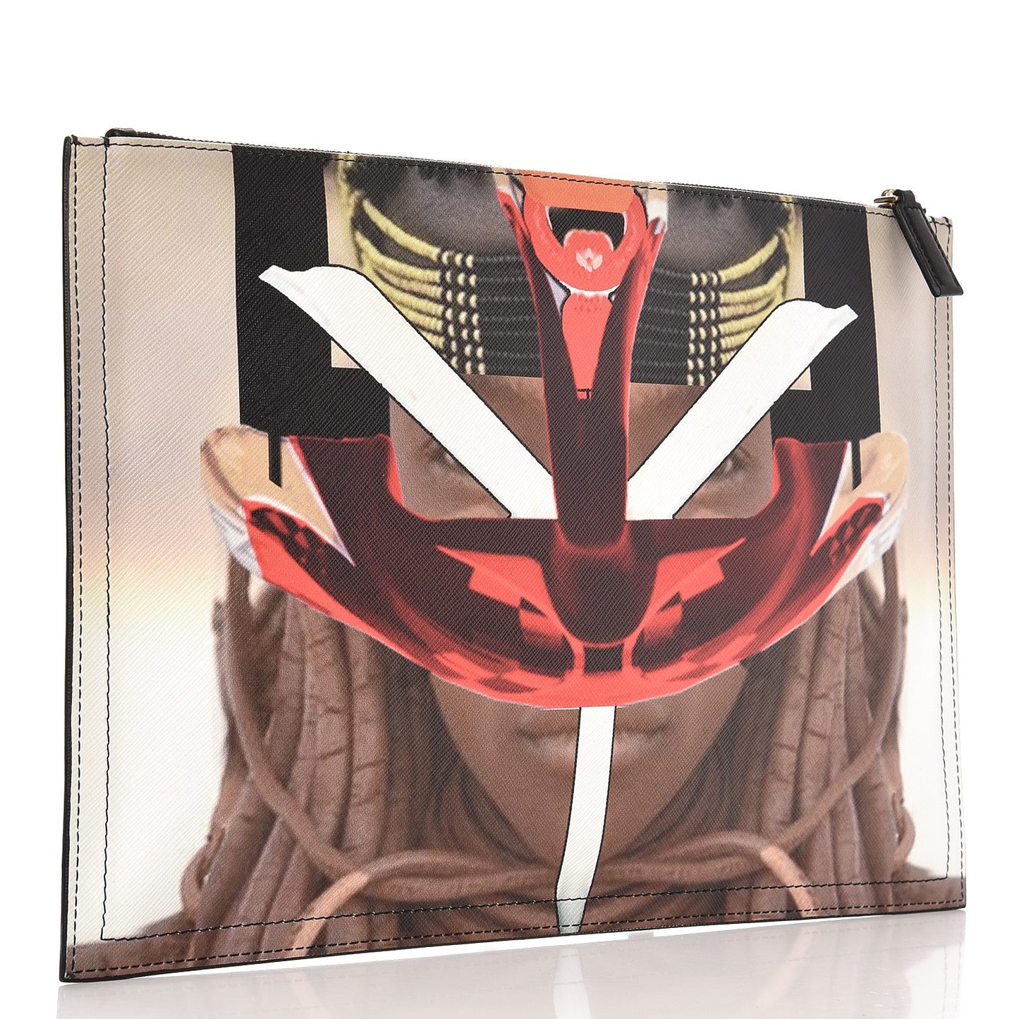 Coated Canvas Tribal Girl Print Large Antigona Pouch