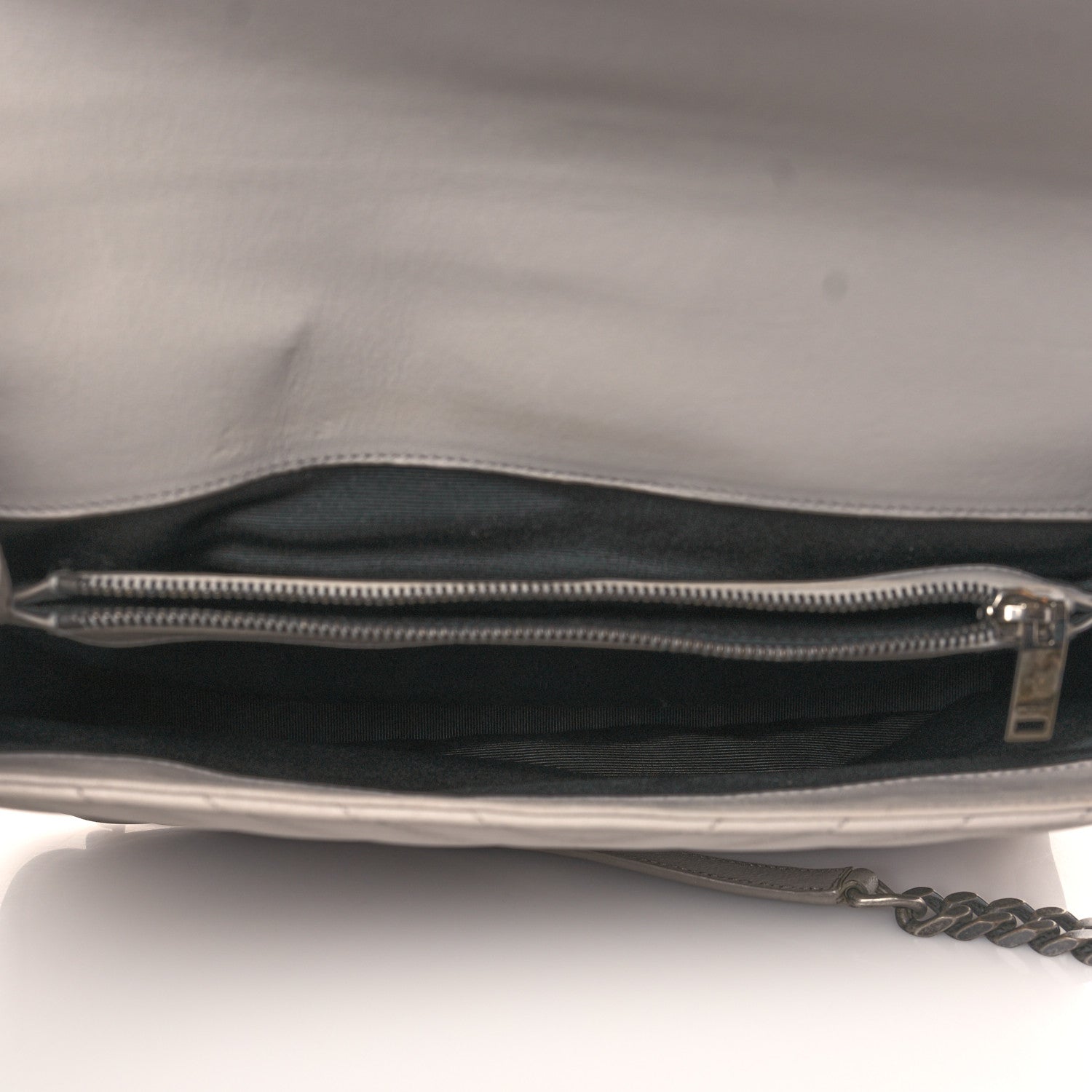 Saint Laurent Sheepskin Matelasse Large Monogram College Satchel Light Grey 4 of 8