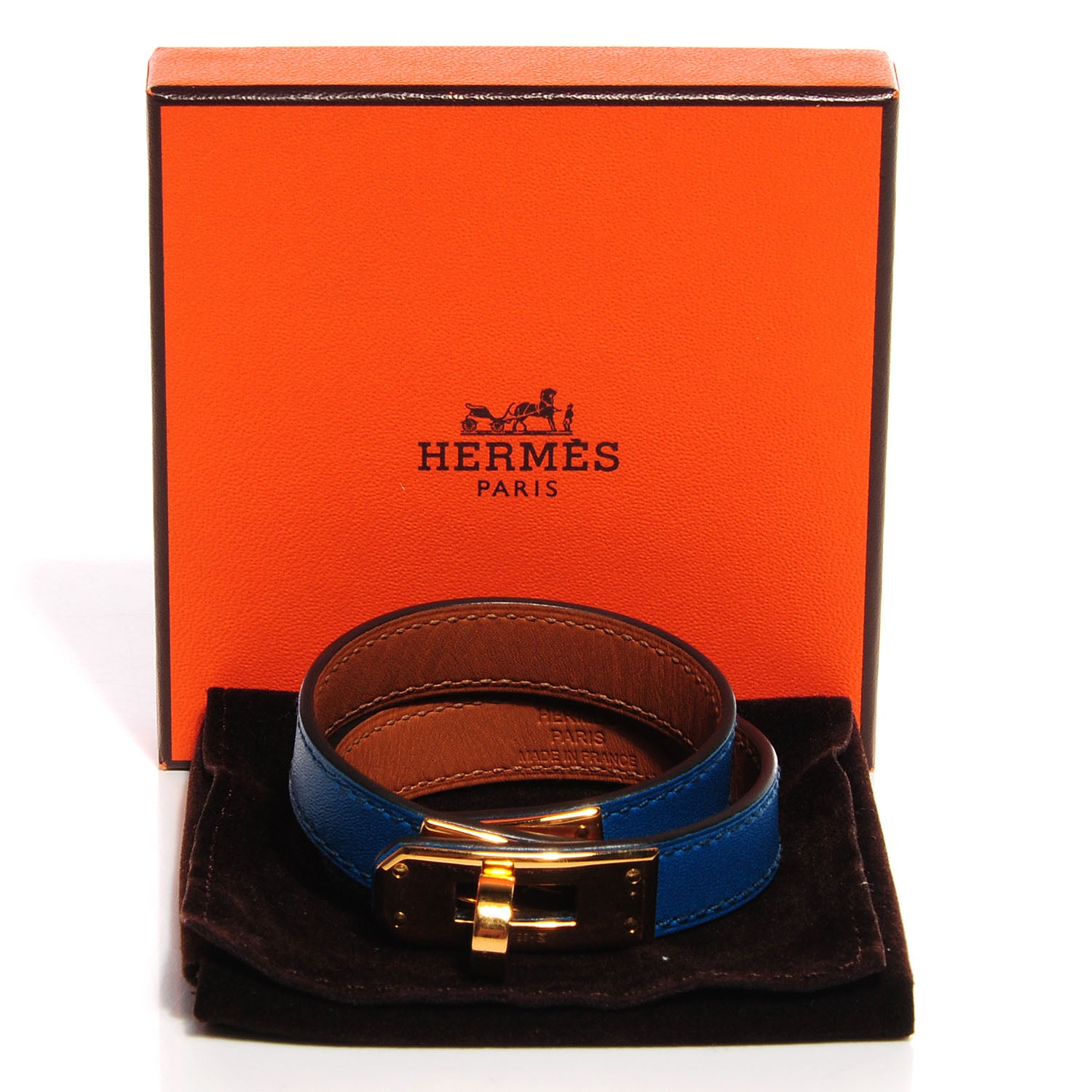 Hermes Tadelakt Kelly Double Tour Bracelet XS Bleu Izmir 3 of 7