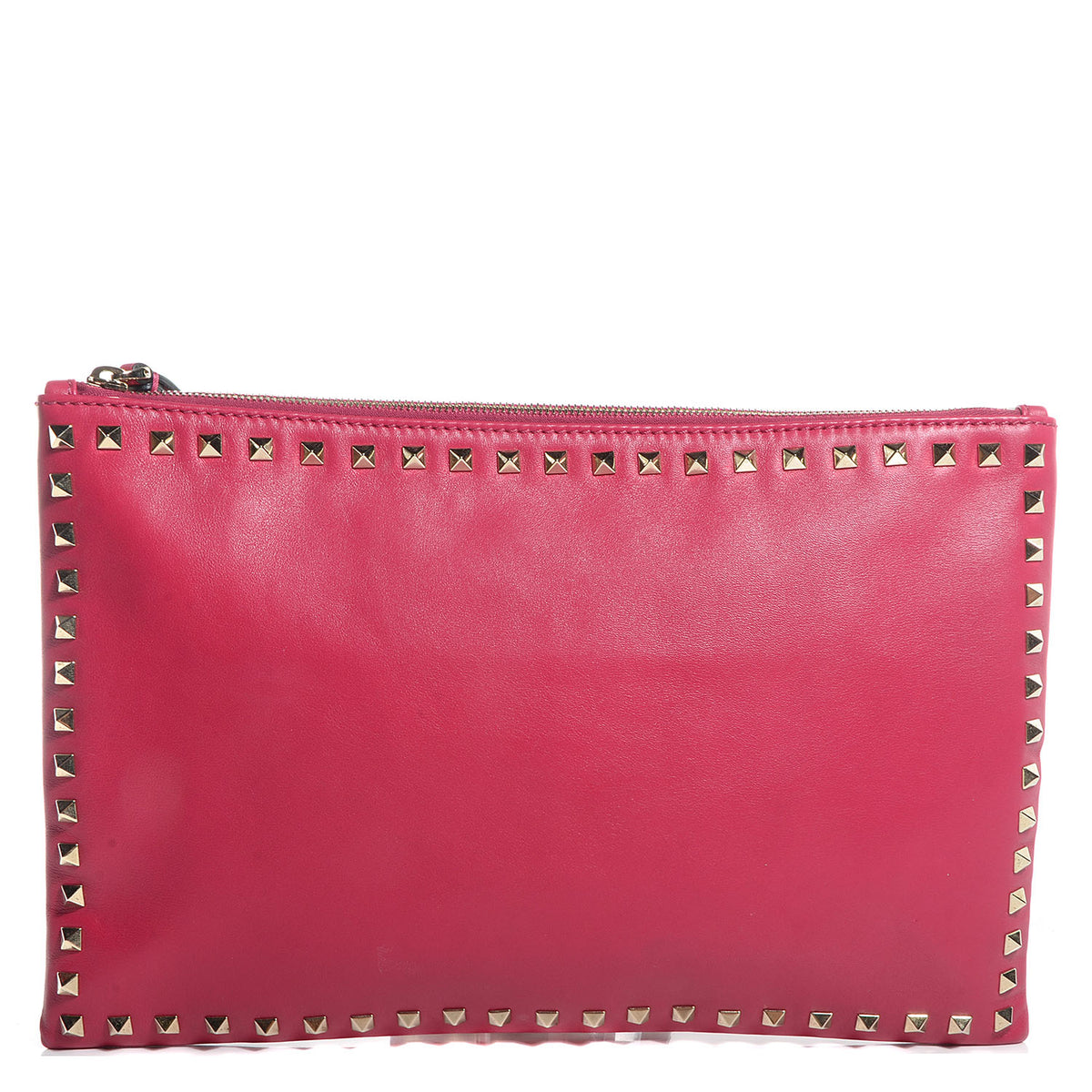 Valentino Garavani Vitello Oversized Rockstud Zip Wristlet Pouch Cyclamin 1 of 9