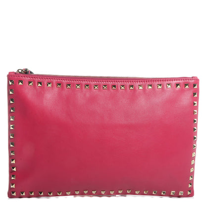 Valentino Garavani Vitello Oversized Rockstud Zip Wristlet Pouch Cyclamin 1 of 9