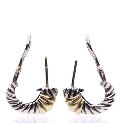 David Yurman Sterling Silver 14K Yellow Gold Thoroughbred Shrimp Earrings 3 of 6