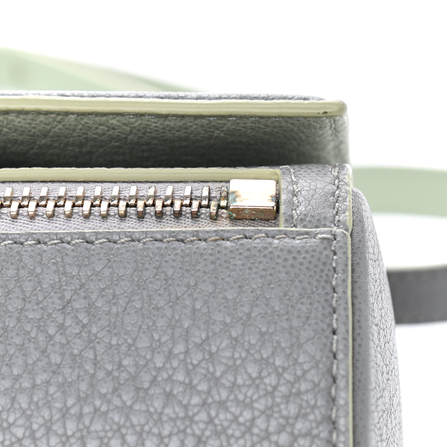 Textured Calfskin Mini Pandora Box Chain Crossbody Bag Grey