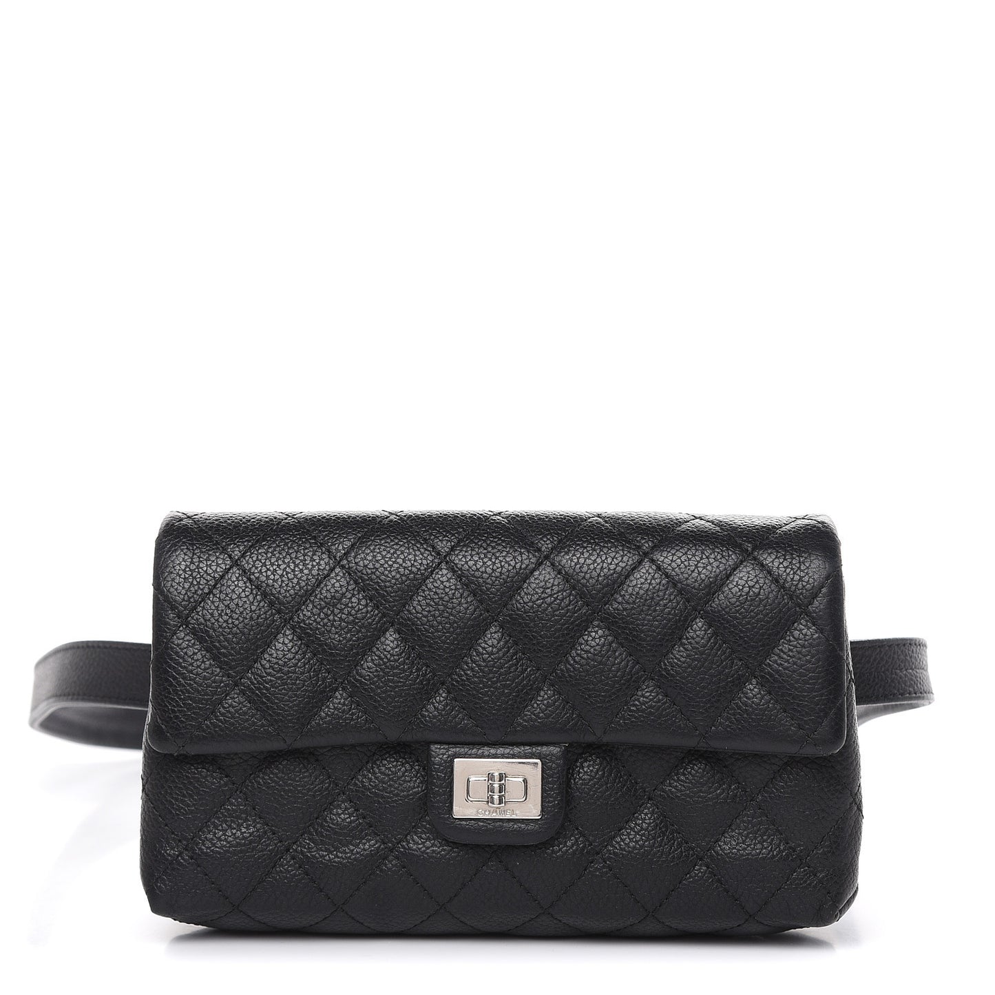 Grained Calfskin Quilted 2.55 Reissue Flap Belt Bag Clutch Black