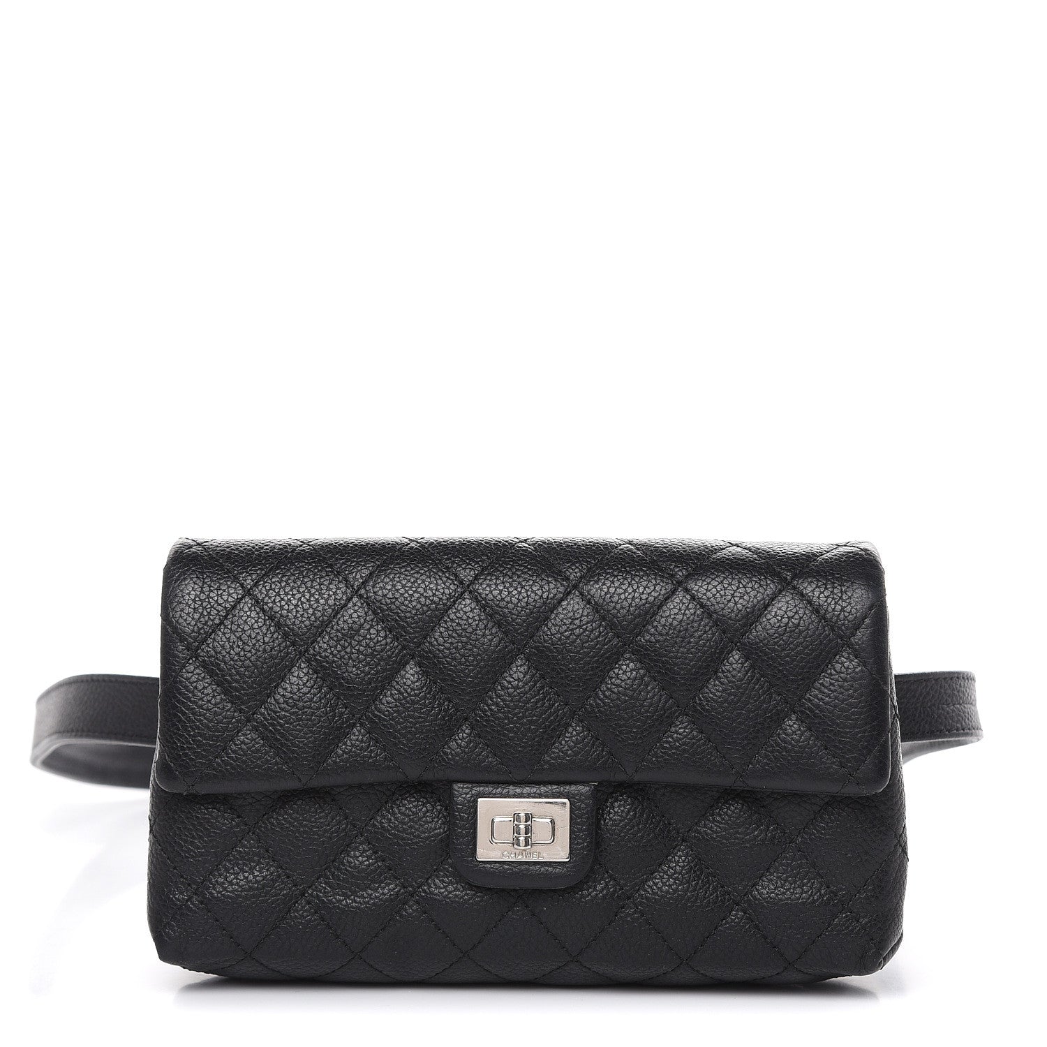 Chanel Grained Calfskin Quilted 2.55 Reissue Flap Belt Bag Clutch Black 1 of 13
