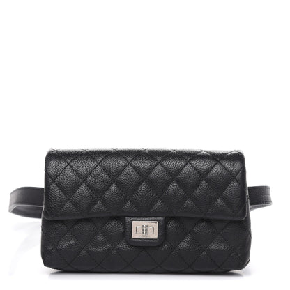 Chanel Grained Calfskin Quilted 2.55 Reissue Flap Belt Bag Clutch Black 1 of 13