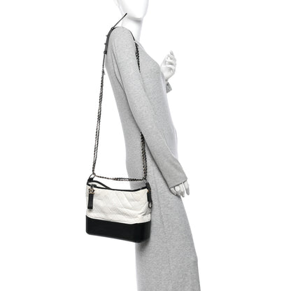 Chanel Aged Calfskin Quilted Medium Gabrielle Hobo Black White 2 of 10