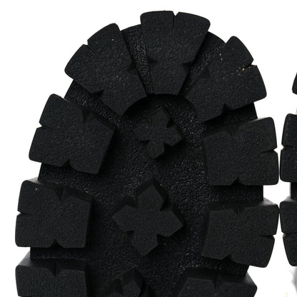 Prada Vitello Lux Nylon Metal Triangle Logo Monolith Pouch Pocket 55mm Tall Combat Boots 39.5 Black 7 of 12