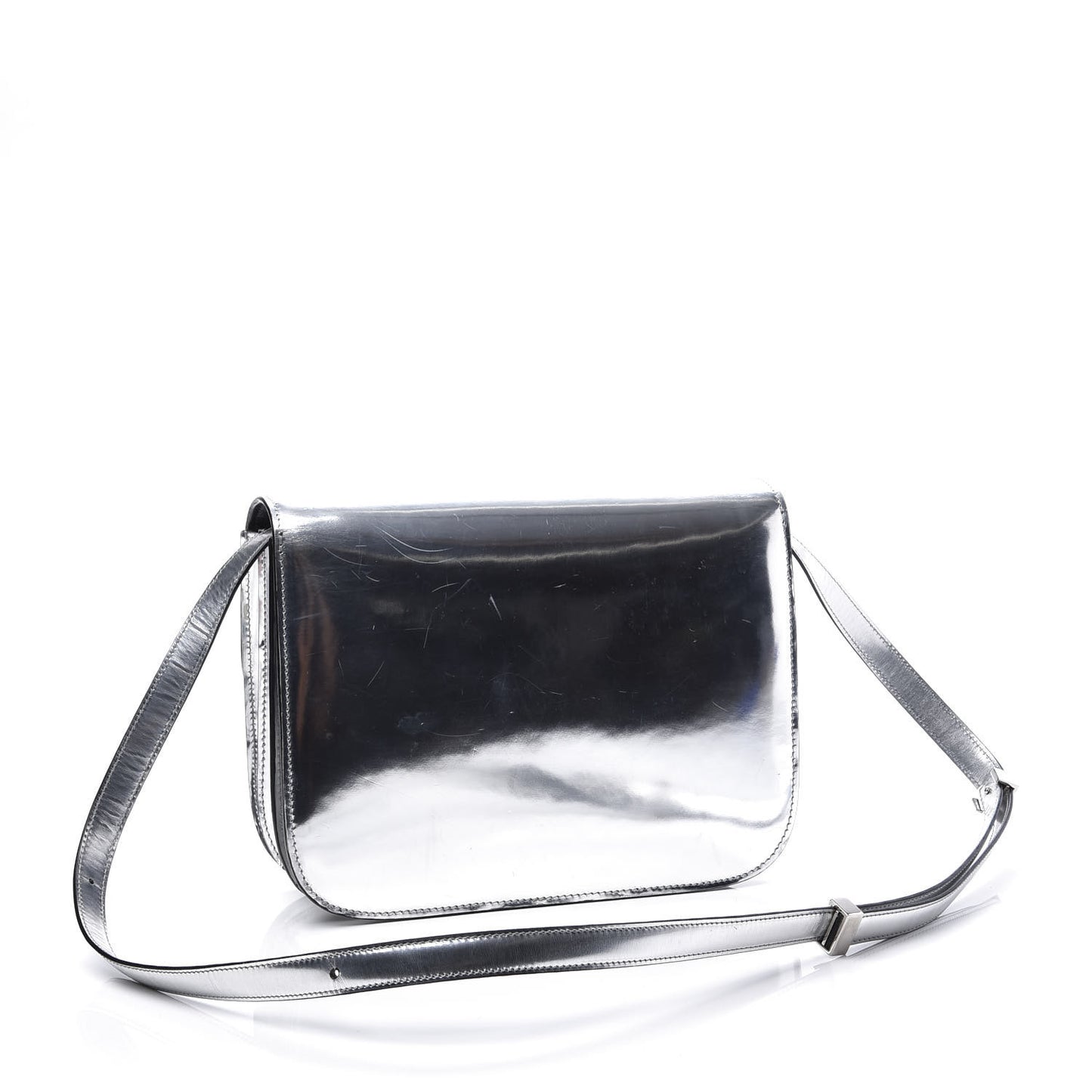 Mirror Box Calfskin Medium Classic Box Flap Bag Silver