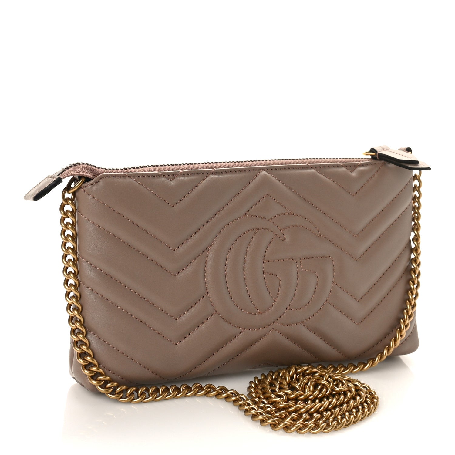 Gucci Calfskin Matelasse Mini GG Marmont Chain Bag Porcelain Rose 3 of 7