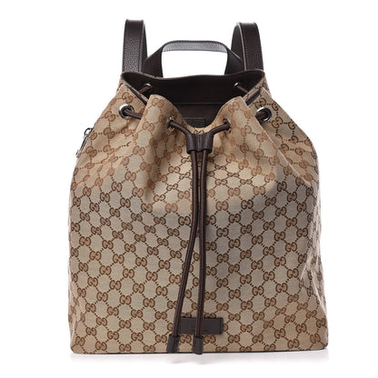 Gucci Monogram Dollar Calfskin O Drawstring Backpack Beige Ebony Testa di Moro Dark Chocolate 1 of 9