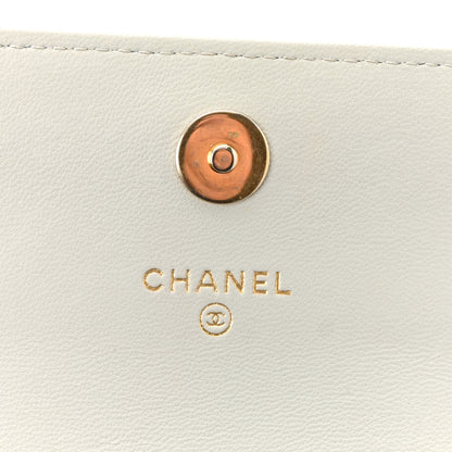 Chanel Lambskin Pearl Crush Quilted Flap Phone Holder With Chain Light Grey 6 of 12
