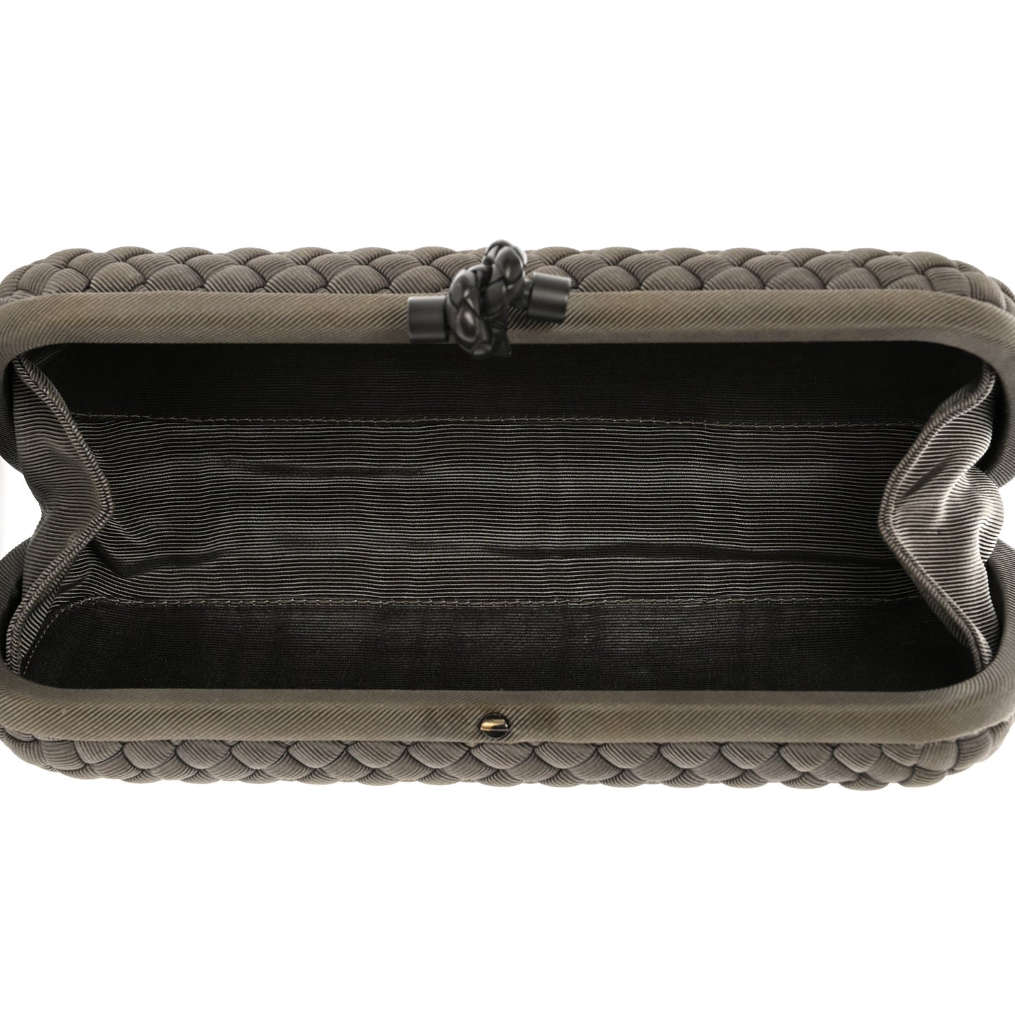 Satin Intreccio Impero Stretch Knot Clutch Taupe