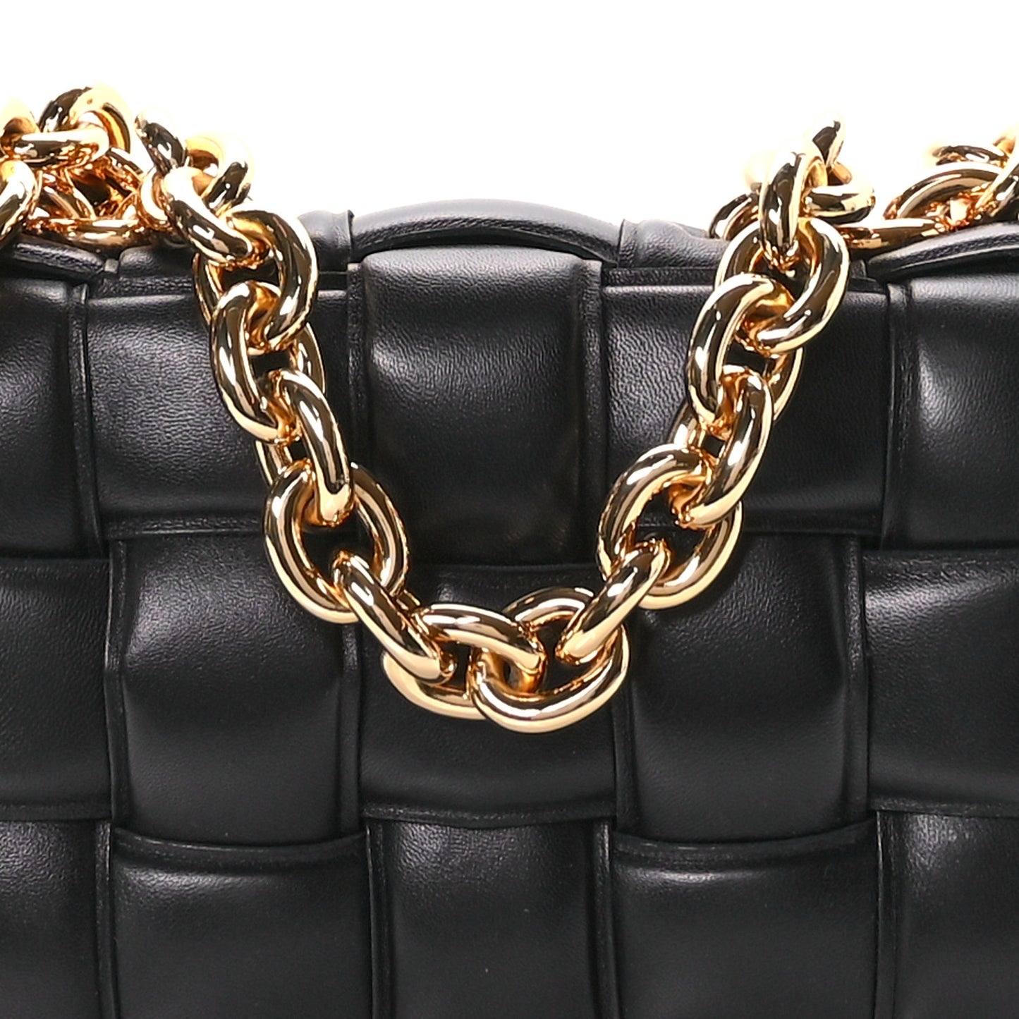 Lambskin Maxi Intreccio Padded Chain Cassette Crossbody Bag Black