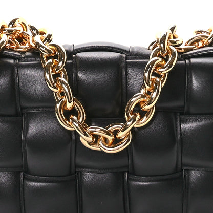 Bottega Veneta Lambskin Maxi Intreccio Padded Chain Cassette Crossbody Bag Black 8 of 10