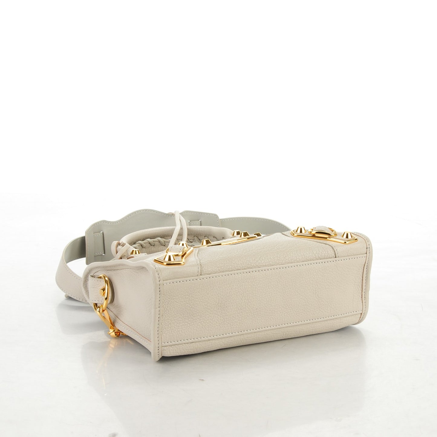 Chevre Gold Metallic Edge Hardware Mini City Gris Clair Gris Perle