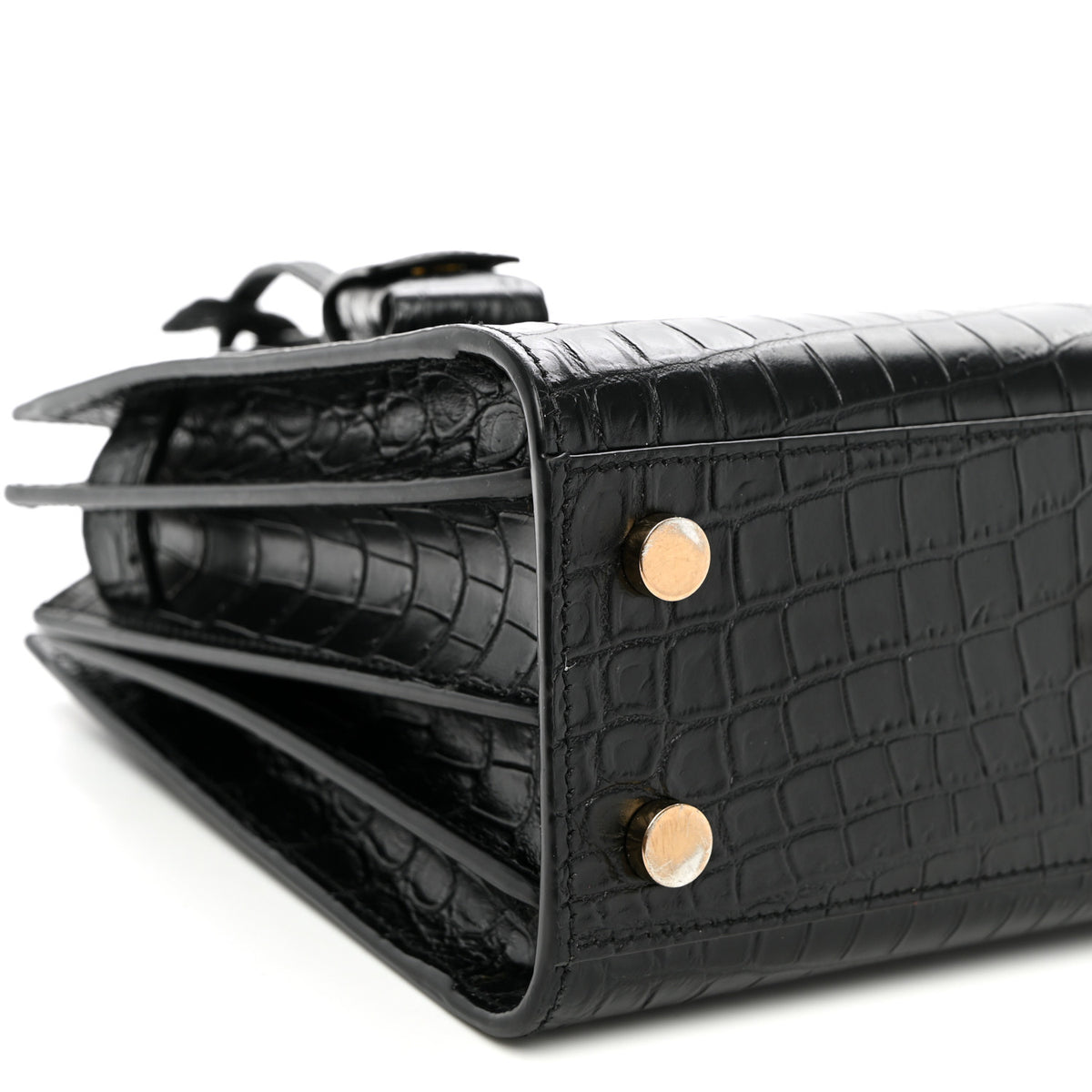 Saint Laurent Calfskin Crocodile Embossed Nano Sac De Jour Black 9 of 10
