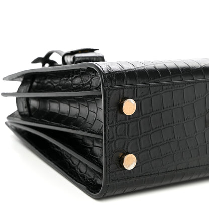 Saint Laurent Calfskin Crocodile Embossed Nano Sac De Jour Black 9 of 10