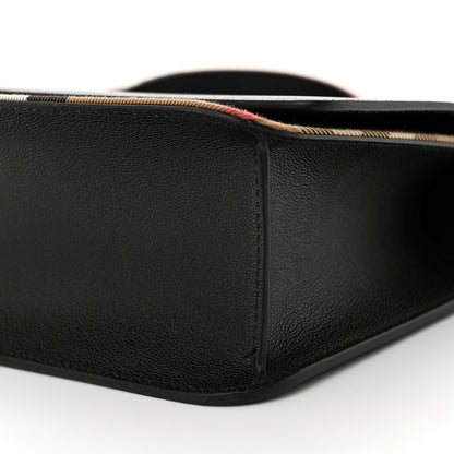 Burberry Derby Calfskin House Check Mackford Crossbody Bag Black 9 of 9
