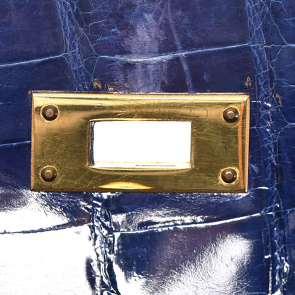 Hermes Shiny Niloticus Crocodile Kelly Sellier 32 Bleu Saphir 29 of 32
