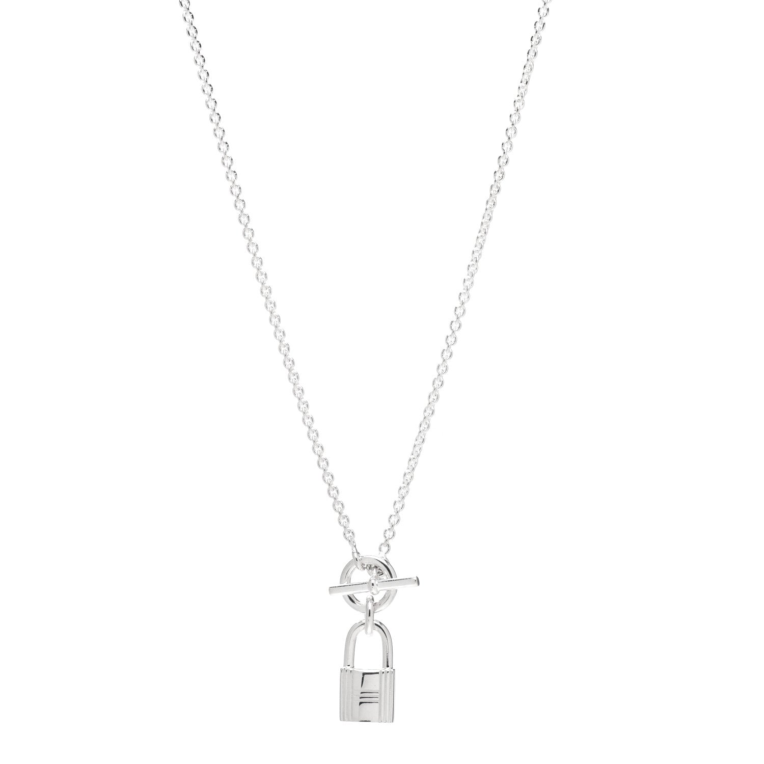 Hermes Sterling Silver Cadenas Kelly Lock Pendant Necklace 1 of 5