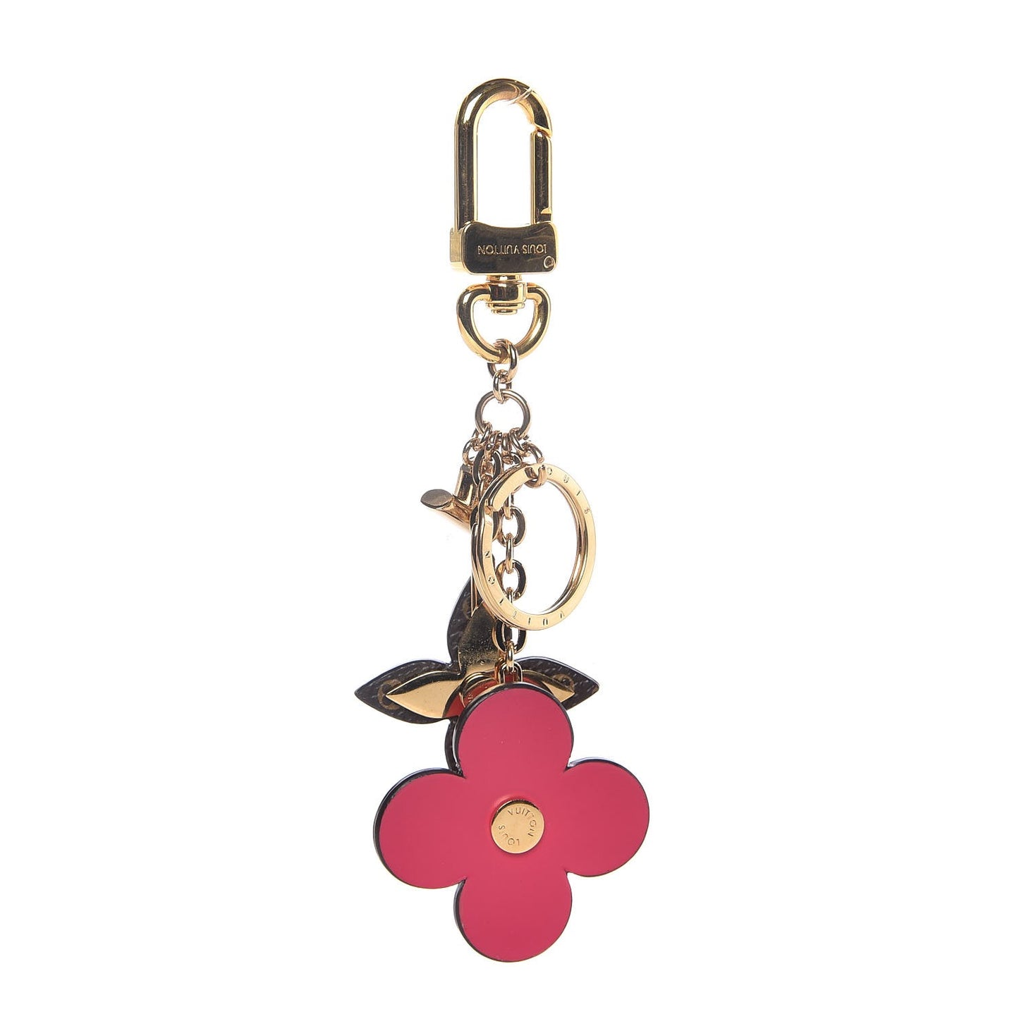 Monogram Blooming Flowers Bag Charm Key Holder Brown