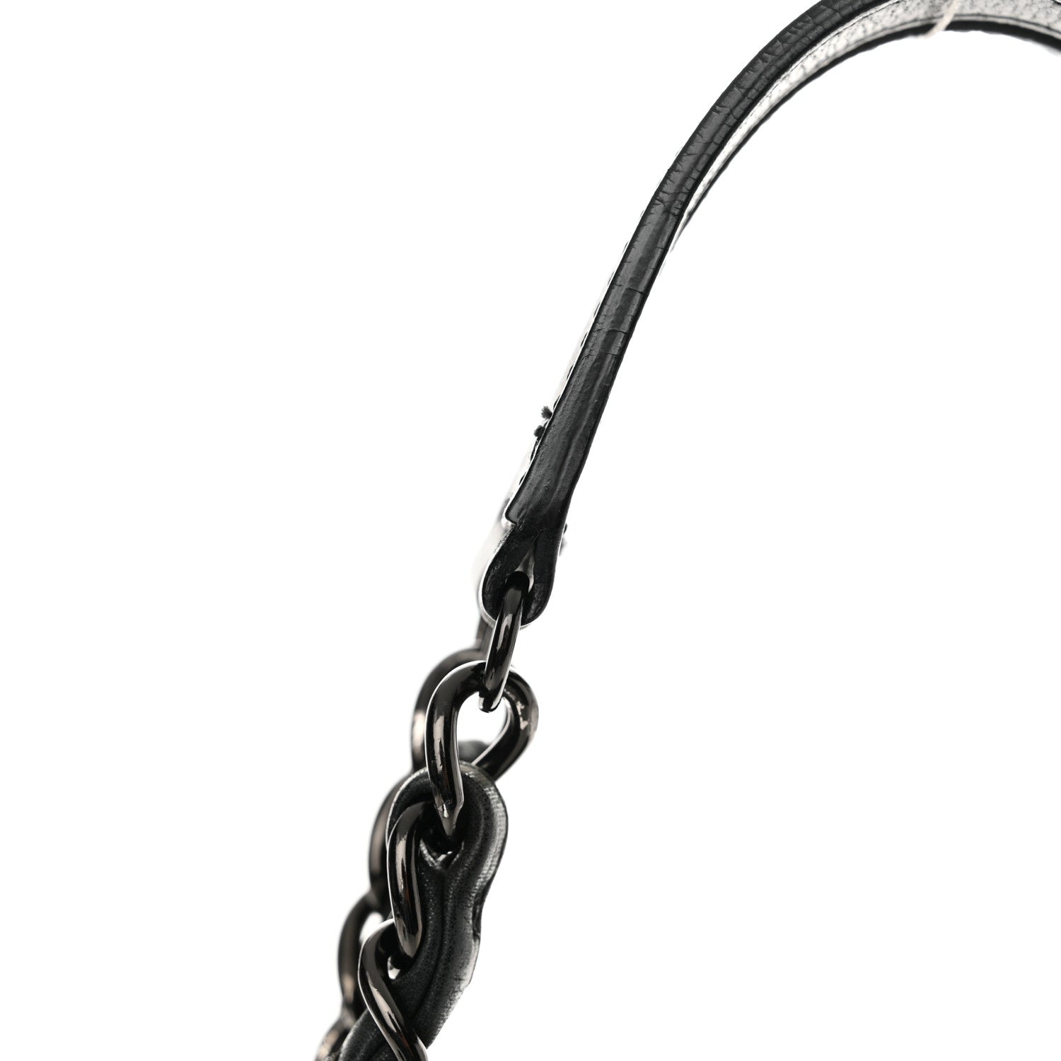 Chanel Iridescent Calfskin Stitched Just Mademoiselle Bowling Bag Black 11 of 14