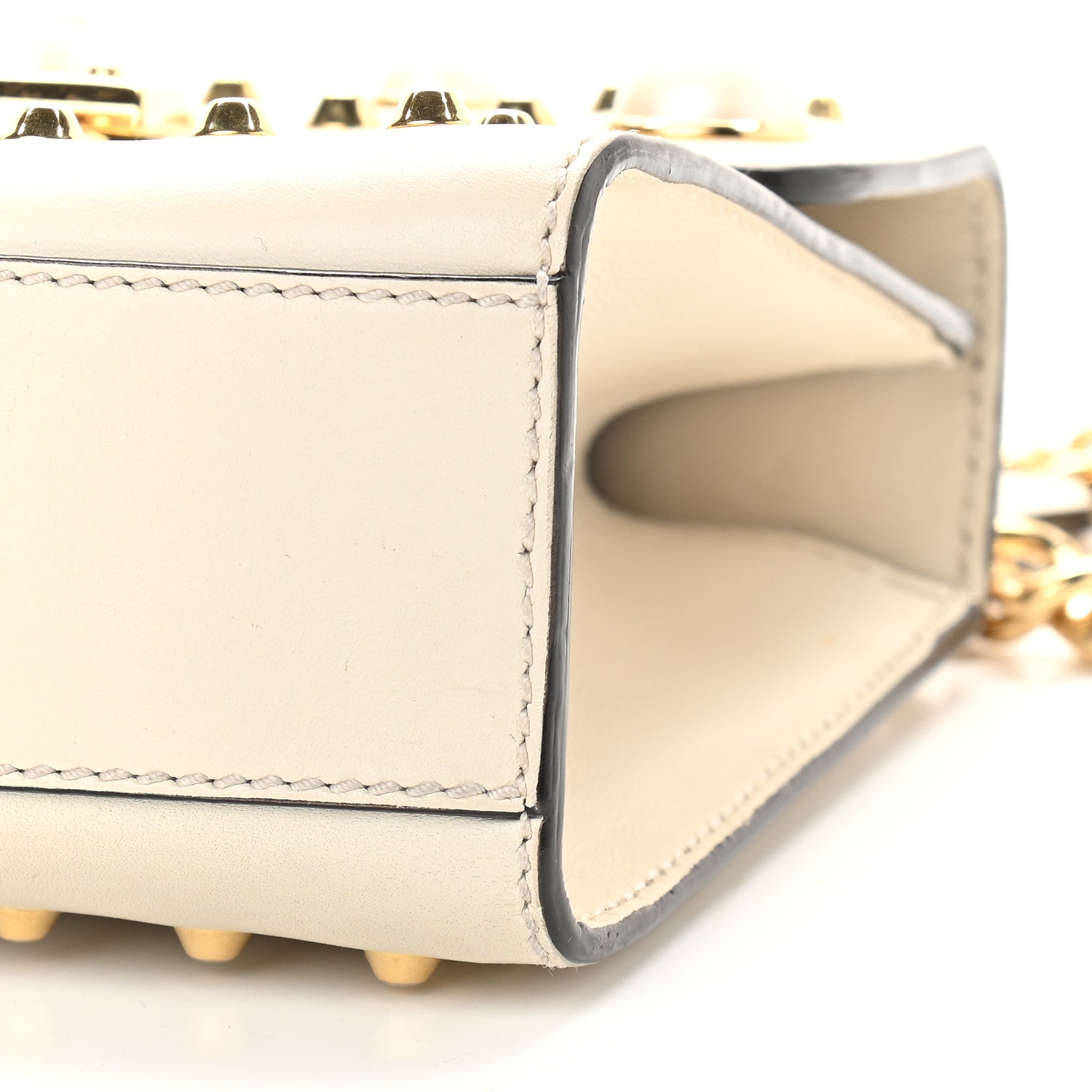 Gucci Calfskin Studded Small Padlock Shoulder Bag White 9 of 12