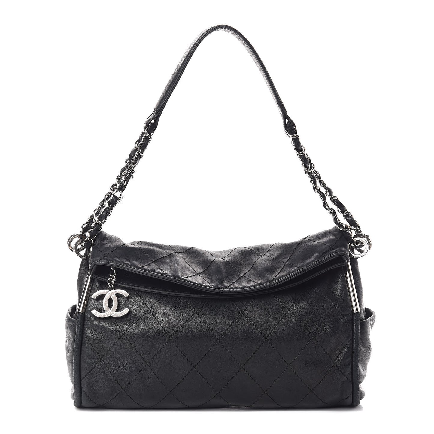 Lambskin Stitched Medium Ultimate Soft Tote Black